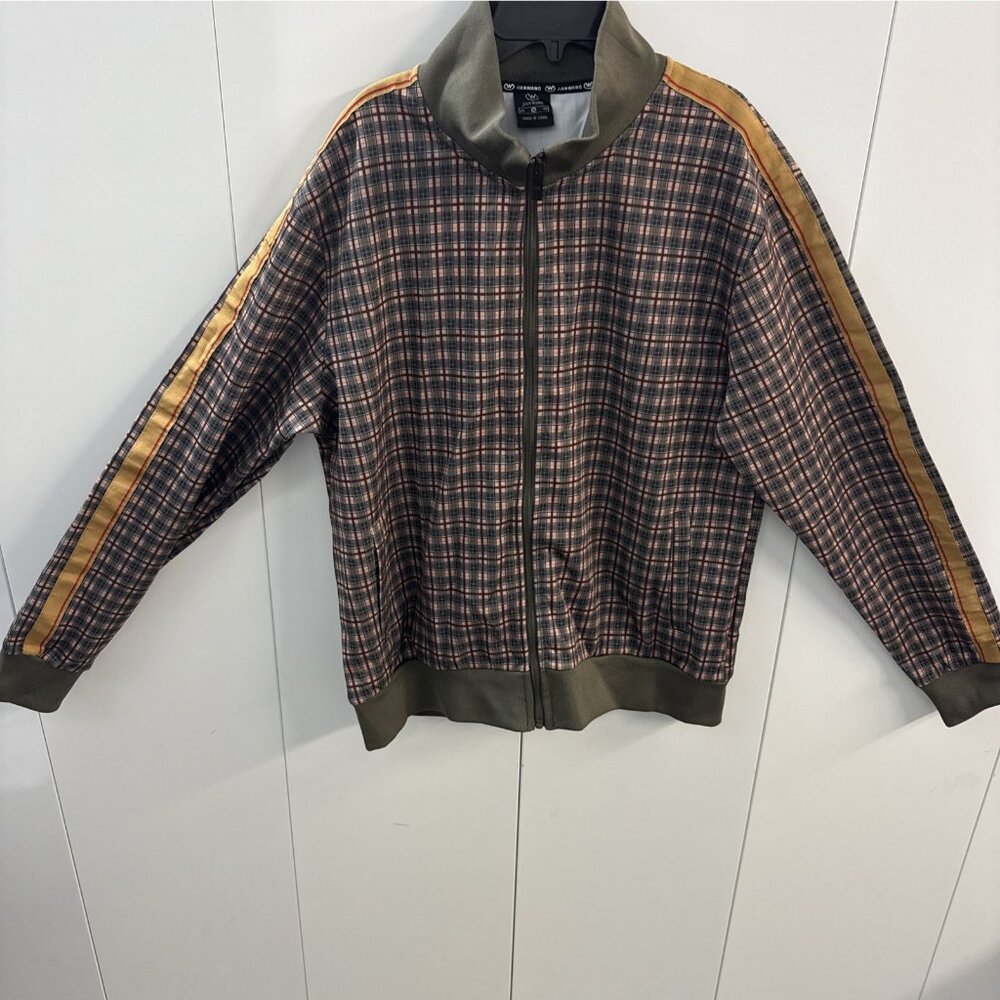 Jian Wang Track Suit Mens 2XL Plaid 2 Piece Set Jacket Pants New Without Tag(F35 - Picture 2 of 11